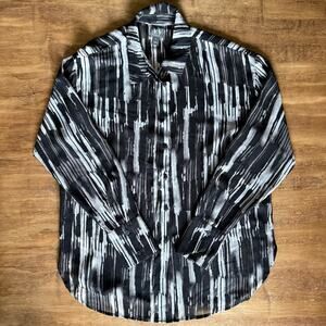 Mesh Striped Abstract Long Sleeve XS Black Gray -Alt Grunge Whimsygoth Dark
